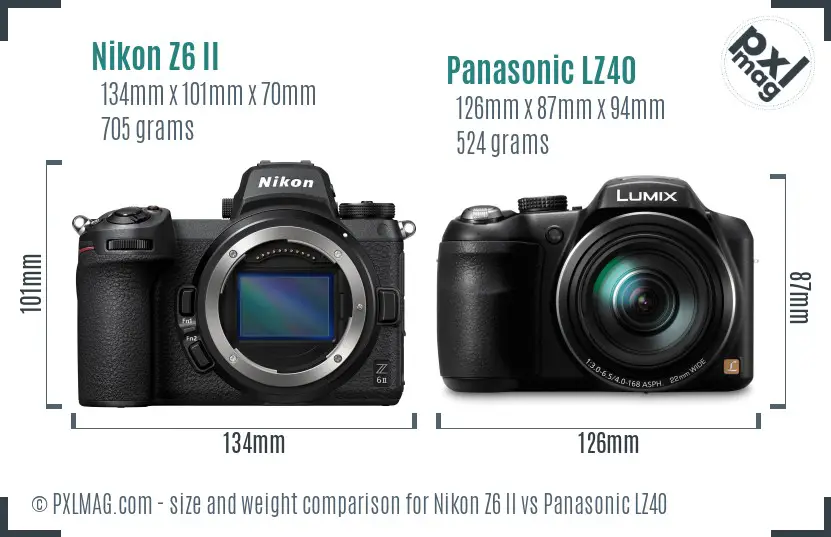 Nikon Z6 II vs Panasonic LZ40 size comparison