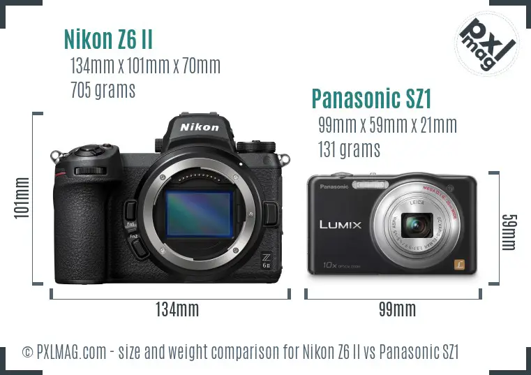 Nikon Z6 II vs Panasonic SZ1 size comparison