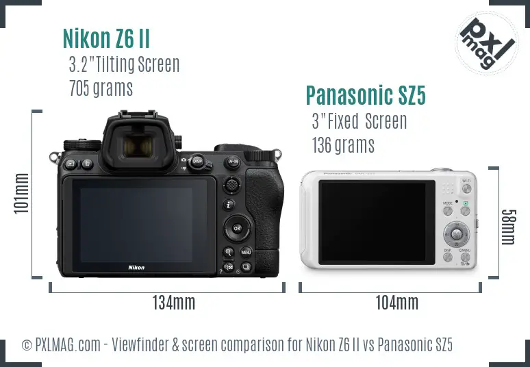 Nikon Z6 II vs Panasonic SZ5 Screen and Viewfinder comparison