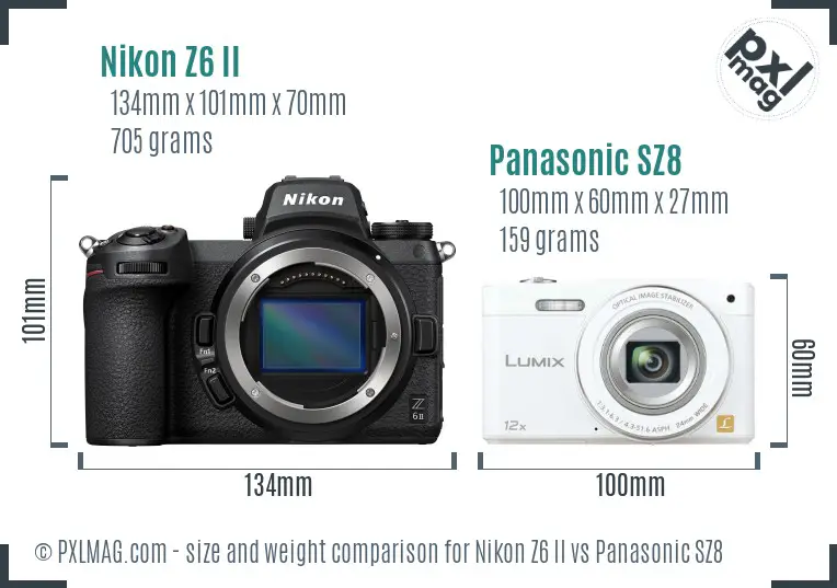 Nikon Z6 II vs Panasonic SZ8 size comparison