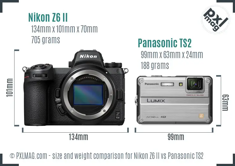 Nikon Z6 II vs Panasonic TS2 size comparison