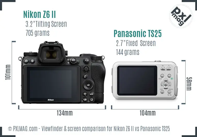 Nikon Z6 II vs Panasonic TS25 Screen and Viewfinder comparison