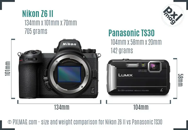 Nikon Z6 II vs Panasonic TS30 size comparison