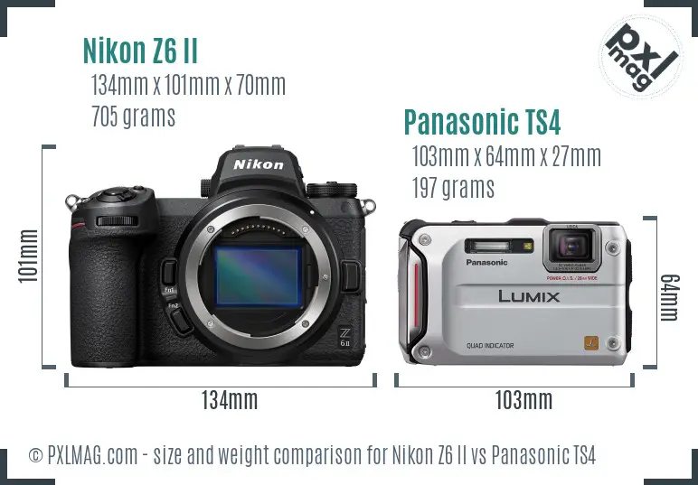 Nikon Z6 II vs Panasonic TS4 size comparison