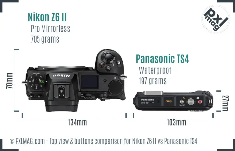 Nikon Z6 II vs Panasonic TS4 top view buttons comparison