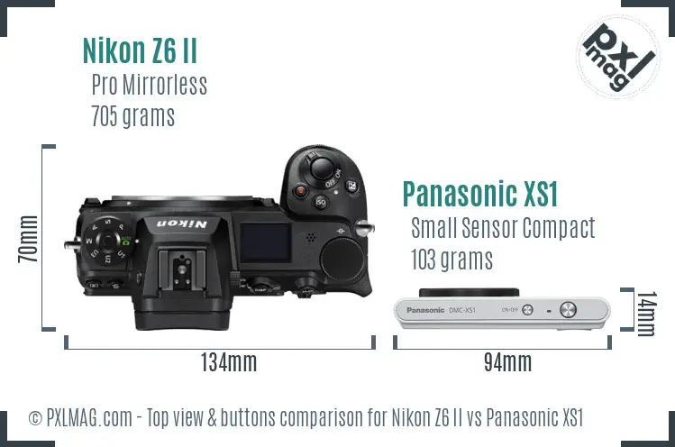 Nikon Z6 II vs Panasonic XS1 top view buttons comparison