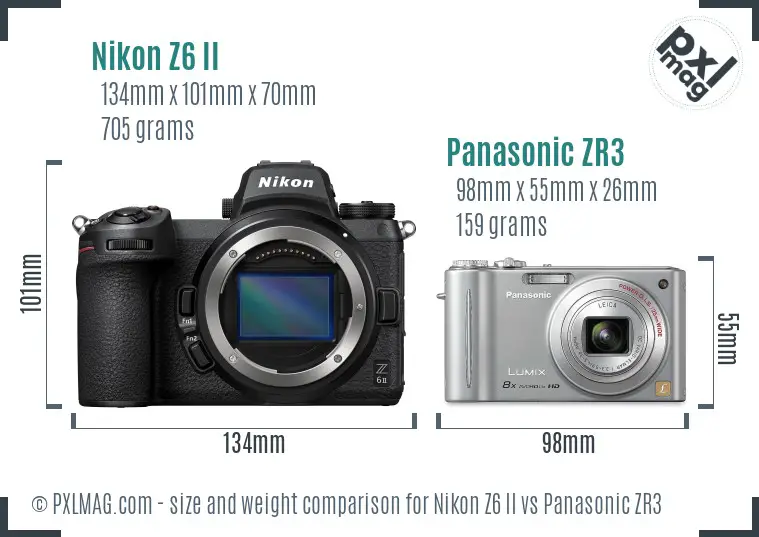Nikon Z6 II vs Panasonic ZR3 size comparison