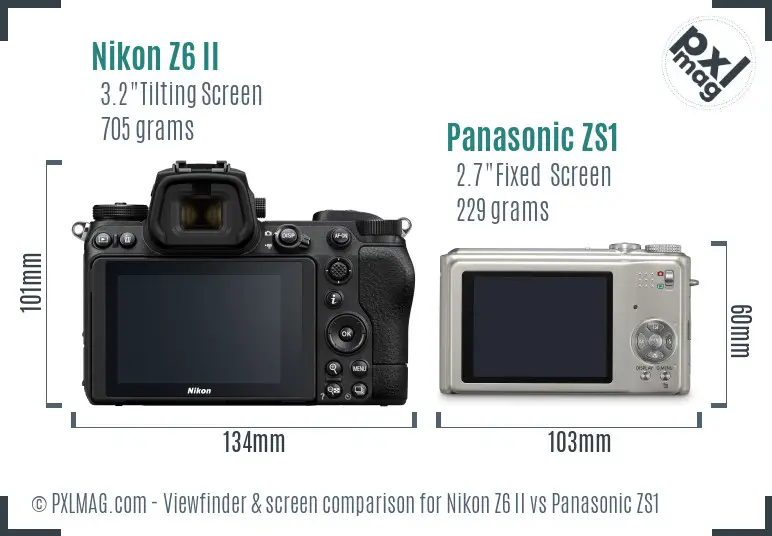 Nikon Z6 II vs Panasonic ZS1 Screen and Viewfinder comparison