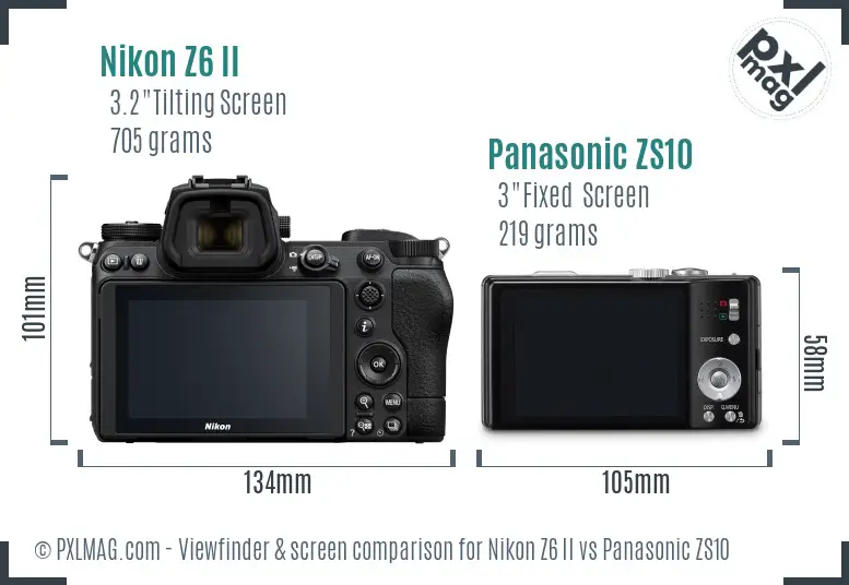 Nikon Z6 II vs Panasonic ZS10 Screen and Viewfinder comparison