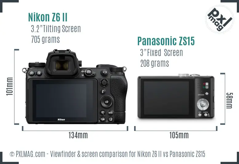 Nikon Z6 II vs Panasonic ZS15 Screen and Viewfinder comparison