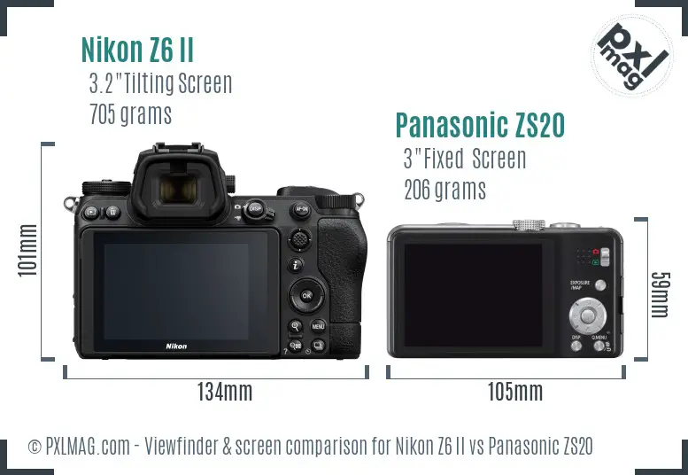 Nikon Z6 II vs Panasonic ZS20 Screen and Viewfinder comparison
