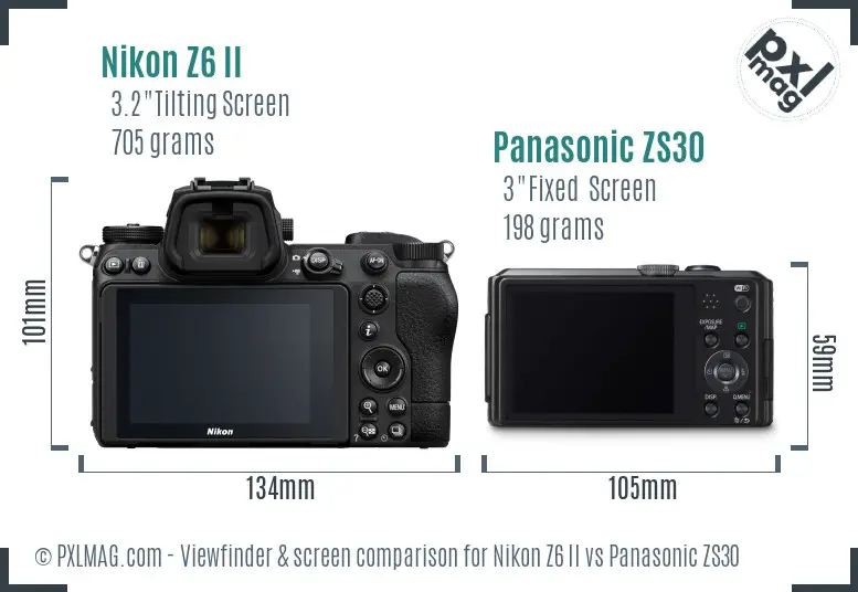 Nikon Z6 II vs Panasonic ZS30 Screen and Viewfinder comparison
