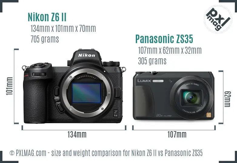 Nikon Z6 II vs Panasonic ZS35 size comparison