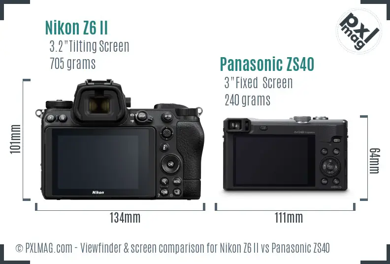 Nikon Z6 II vs Panasonic ZS40 Screen and Viewfinder comparison