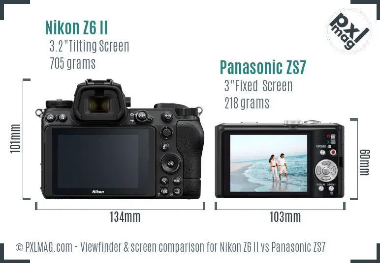 Nikon Z6 II vs Panasonic ZS7 Screen and Viewfinder comparison