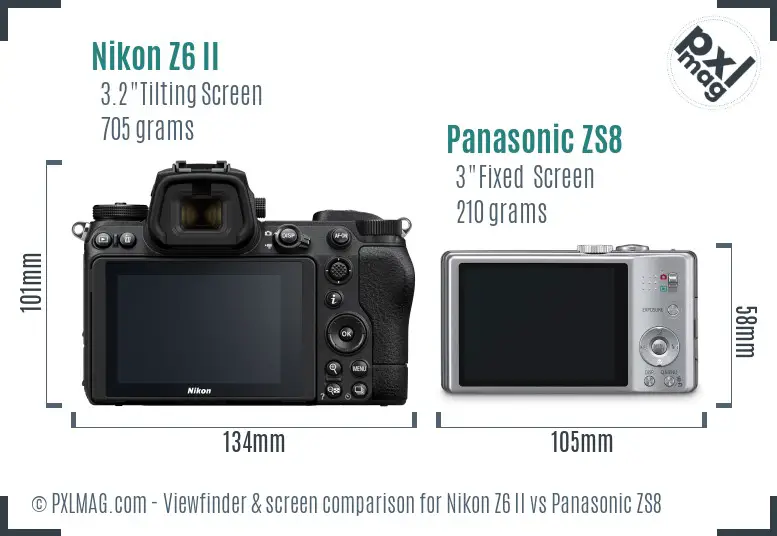 Nikon Z6 II vs Panasonic ZS8 Screen and Viewfinder comparison