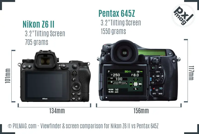 Nikon Z6 II vs Pentax 645Z Screen and Viewfinder comparison