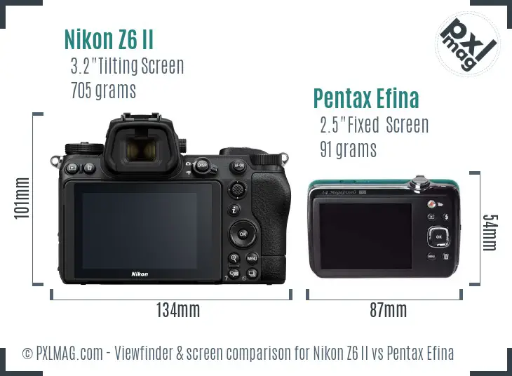 Nikon Z6 II vs Pentax Efina Screen and Viewfinder comparison
