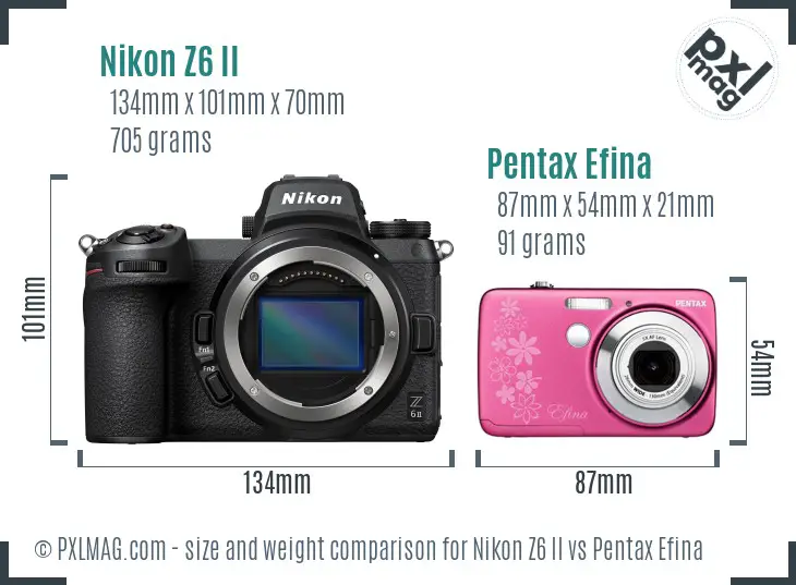 Nikon Z6 II vs Pentax Efina size comparison
