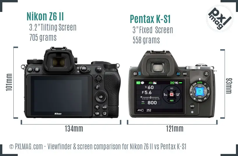 Nikon Z6 II vs Pentax K-S1 Screen and Viewfinder comparison
