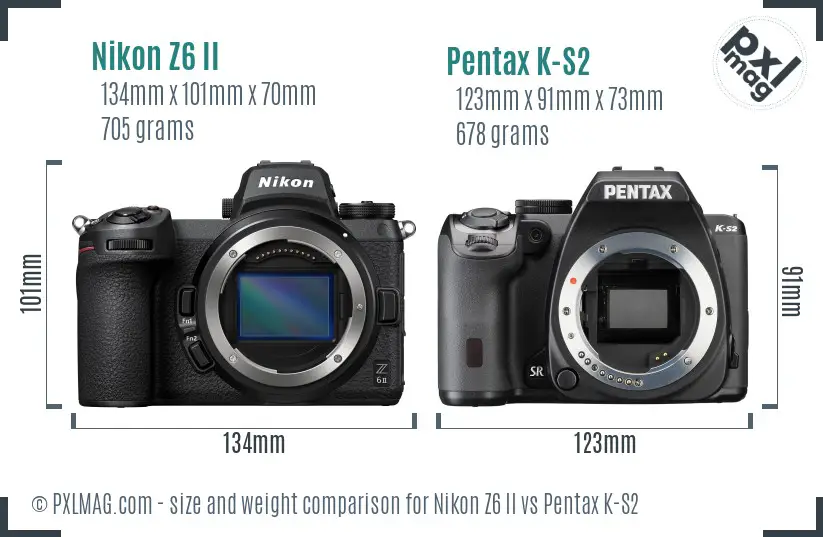 Nikon Z6 II vs Pentax K-S2 size comparison