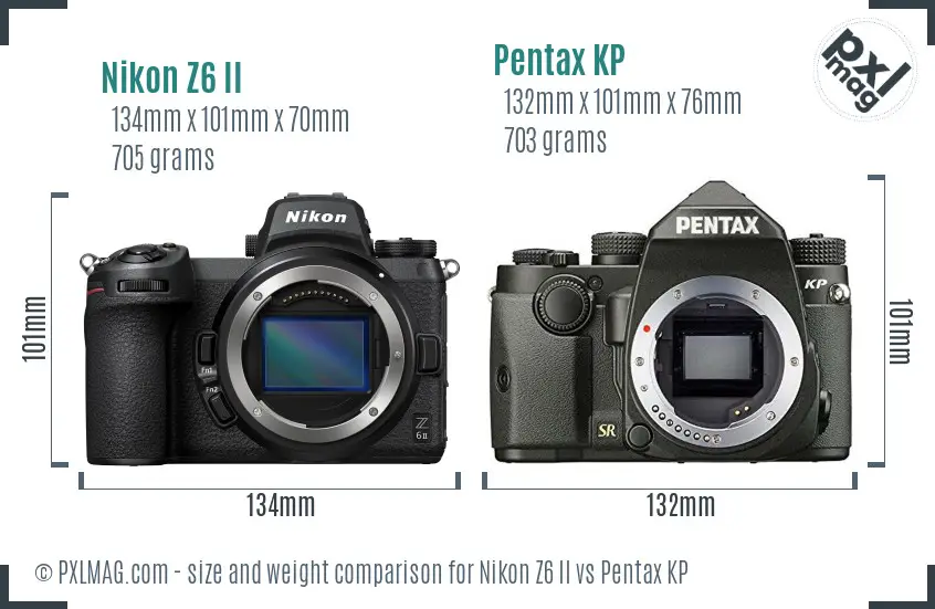 Nikon Z6 II vs Pentax KP size comparison
