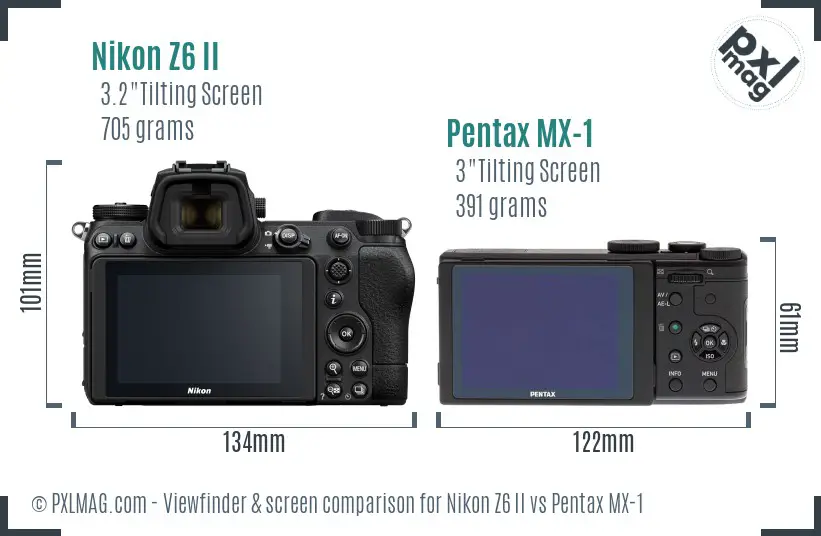 Nikon Z6 II vs Pentax MX-1 Screen and Viewfinder comparison