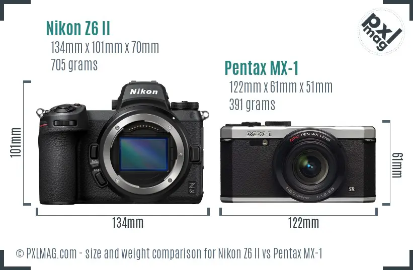 Nikon Z6 II vs Pentax MX-1 size comparison