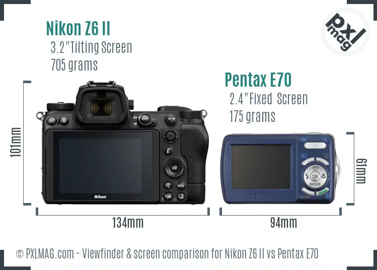Nikon Z6 II vs Pentax E70 Screen and Viewfinder comparison