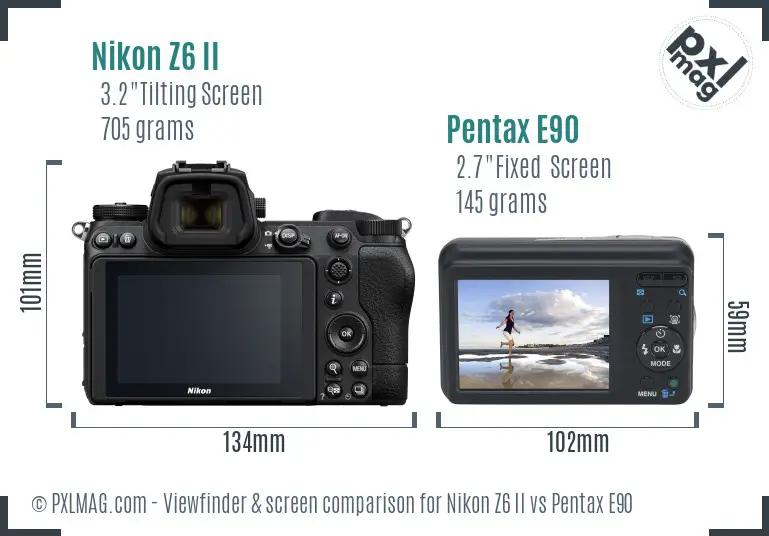 Nikon Z6 II vs Pentax E90 Screen and Viewfinder comparison