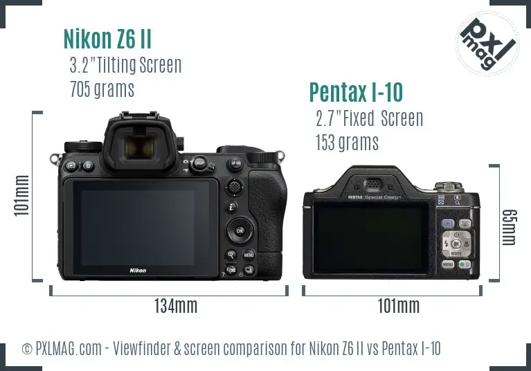 Nikon Z6 II vs Pentax I-10 Screen and Viewfinder comparison