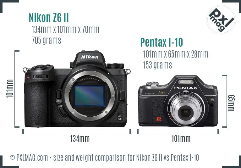 Nikon Z6 II vs Pentax I-10 size comparison