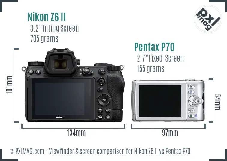 Nikon Z6 II vs Pentax P70 Screen and Viewfinder comparison
