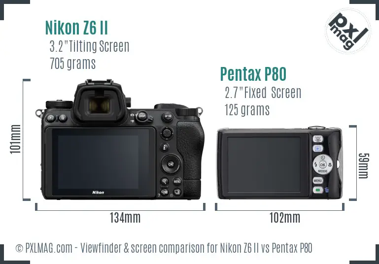 Nikon Z6 II vs Pentax P80 Screen and Viewfinder comparison