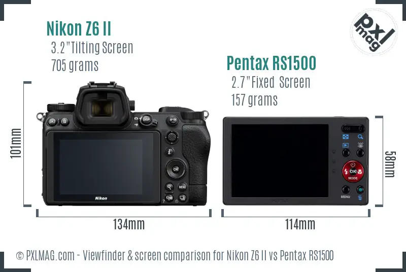 Nikon Z6 II vs Pentax RS1500 Screen and Viewfinder comparison