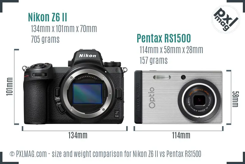 Nikon Z6 II vs Pentax RS1500 size comparison