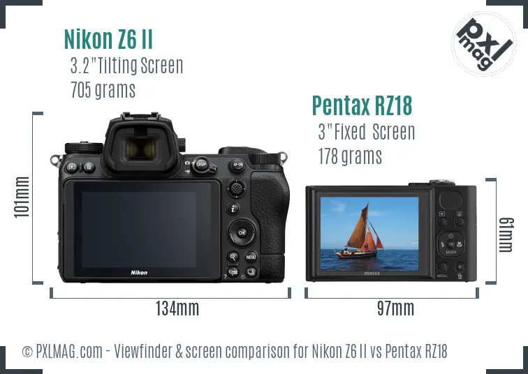 Nikon Z6 II vs Pentax RZ18 Screen and Viewfinder comparison