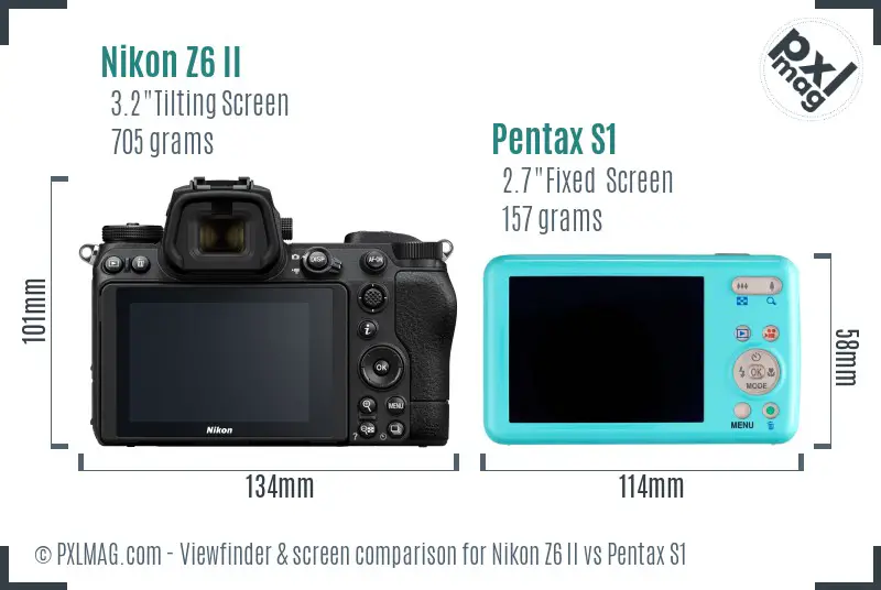 Nikon Z6 II vs Pentax S1 Screen and Viewfinder comparison