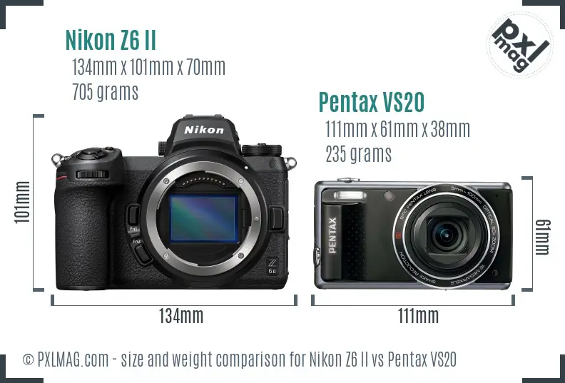 Nikon Z6 II vs Pentax VS20 size comparison