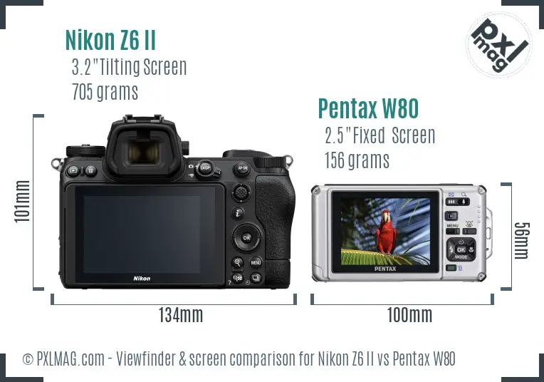 Nikon Z6 II vs Pentax W80 Screen and Viewfinder comparison