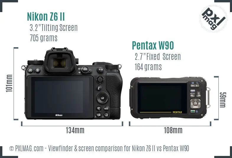 Nikon Z6 II vs Pentax W90 Screen and Viewfinder comparison