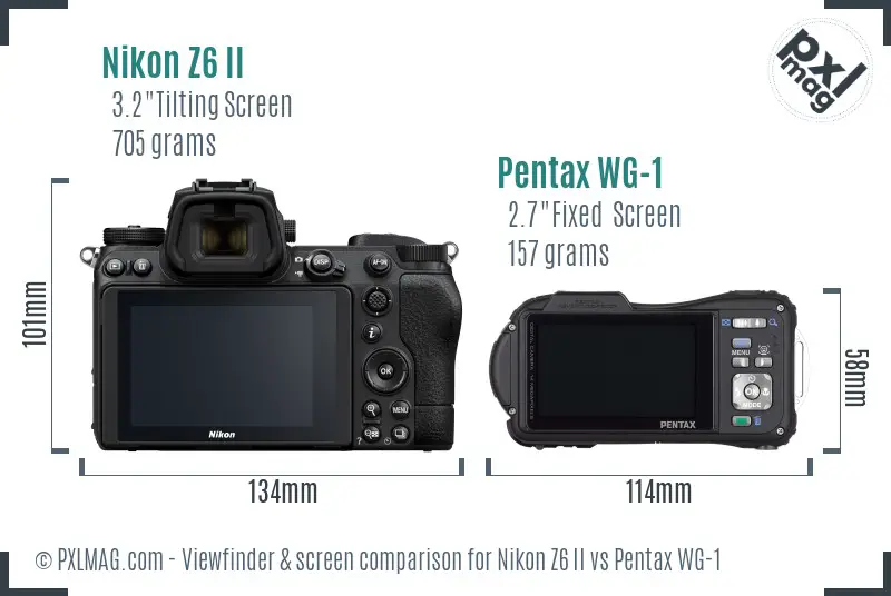 Nikon Z6 II vs Pentax WG-1 Screen and Viewfinder comparison