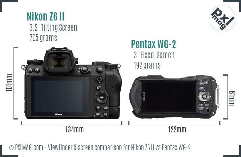 Nikon Z6 II vs Pentax WG-2 Screen and Viewfinder comparison