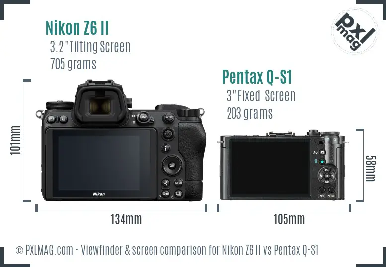 Nikon Z6 II vs Pentax Q-S1 Screen and Viewfinder comparison