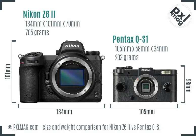Nikon Z6 II vs Pentax Q-S1 size comparison