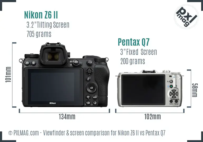 Nikon Z6 II vs Pentax Q7 Screen and Viewfinder comparison