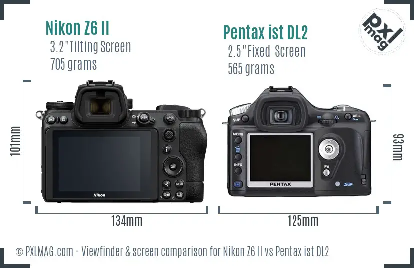 Nikon Z6 II vs Pentax ist DL2 Screen and Viewfinder comparison