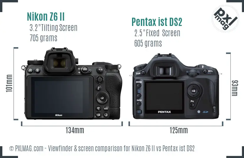 Nikon Z6 II vs Pentax ist DS2 Screen and Viewfinder comparison