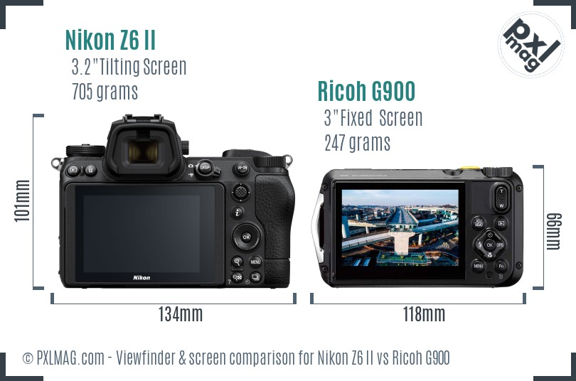 Nikon Z6 II vs Ricoh G900 Screen and Viewfinder comparison