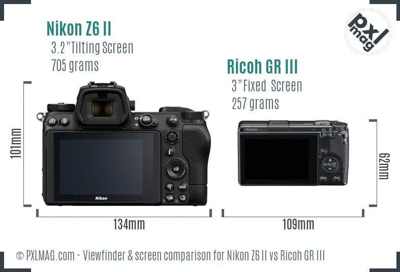 Nikon Z6 II vs Ricoh GR III Screen and Viewfinder comparison